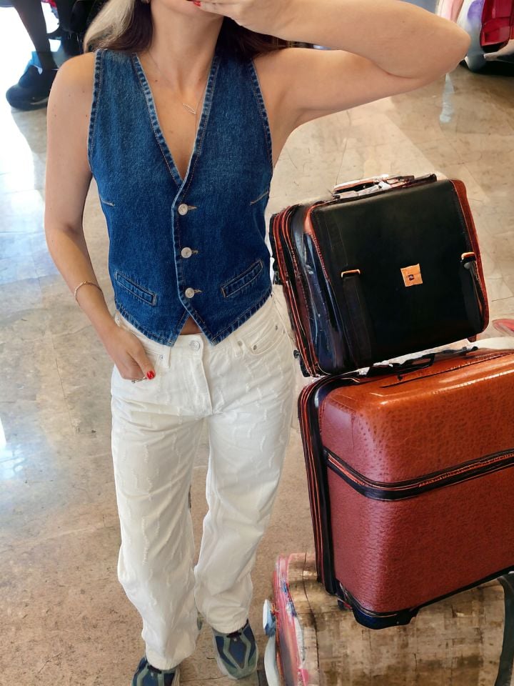 Koyu Mavi Denim Yelek