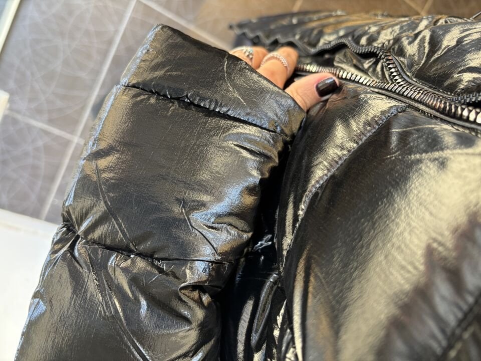 Premium İthal Kürklü Parlak Kaban Siyah