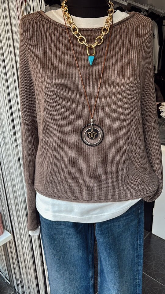 Kayık Yaka Dökümlü Kazak Vizon