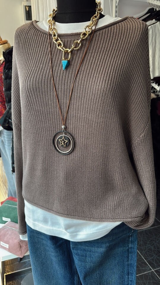 Kayık Yaka Dökümlü Kazak Vizon