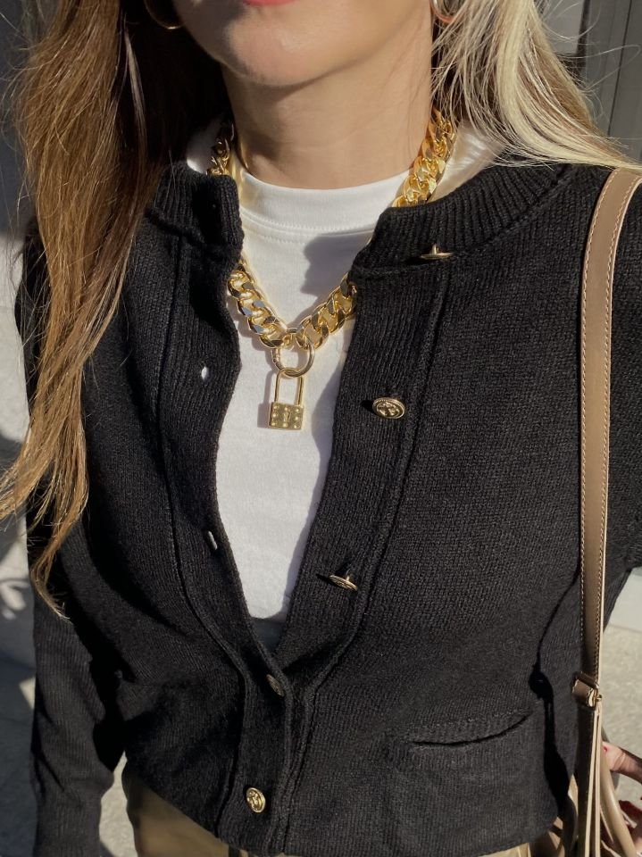 Tasarım Light Gold Kalın Kolye