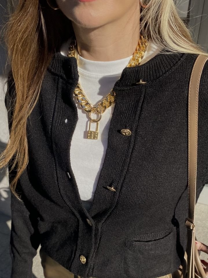 Tasarım Light Gold Kalın Kolye