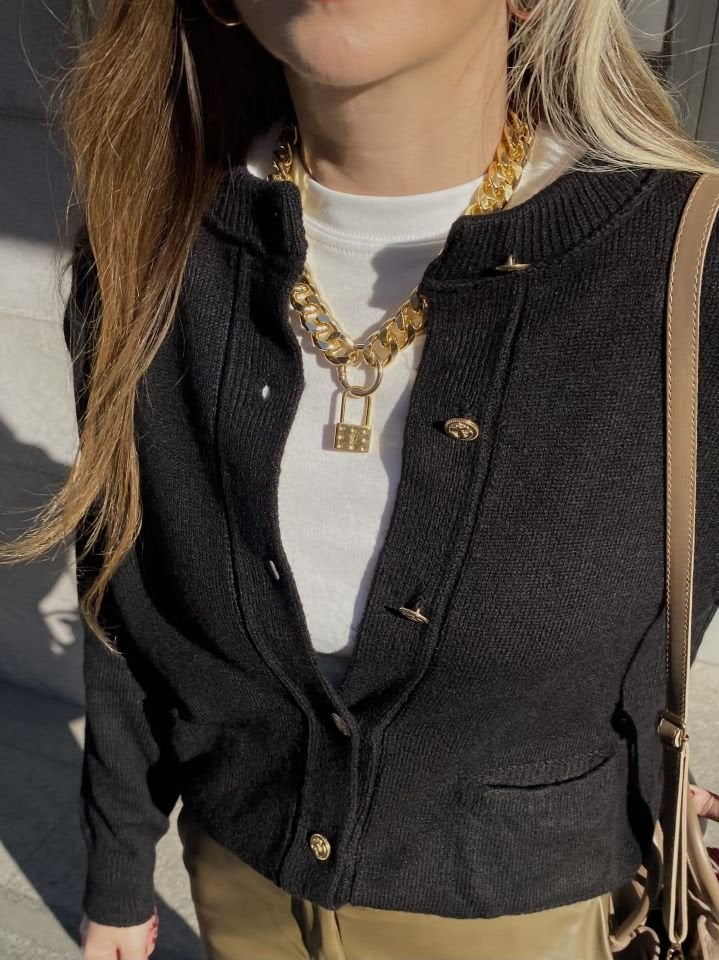 Tasarım Light Gold Kalın Kolye