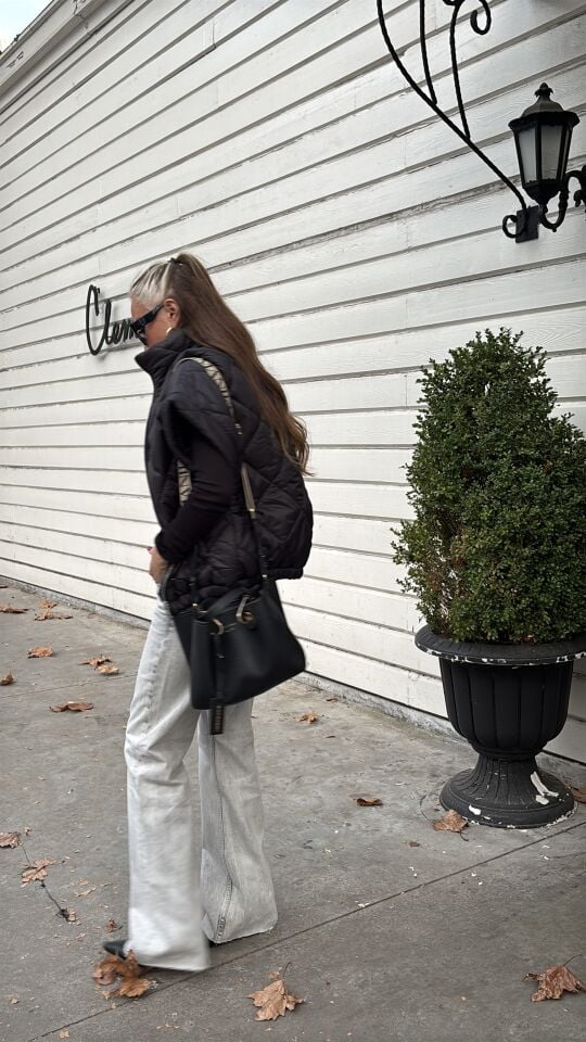 Wide Leg Orta Bel Jean Pantolon Taşlanmış Açık Gri