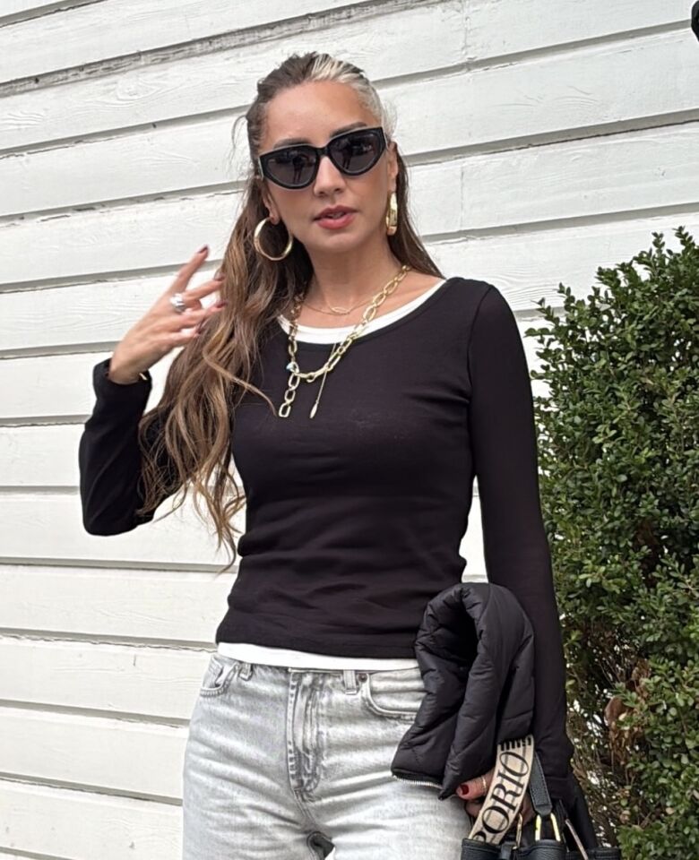 Çift Katmanlı %100 Pamuk Bluz Siyah