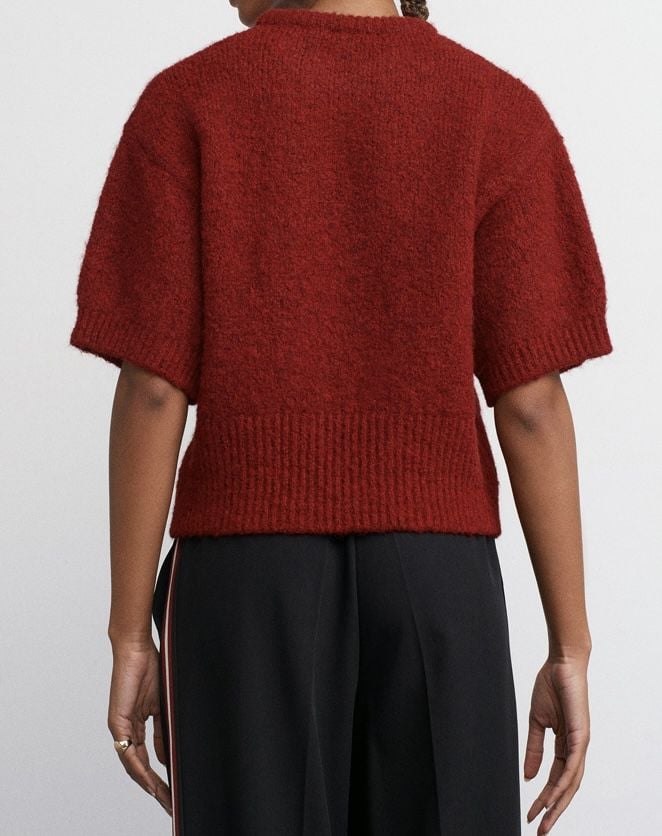 Kısa Kol Yumuşak Doku Bordo Kazak