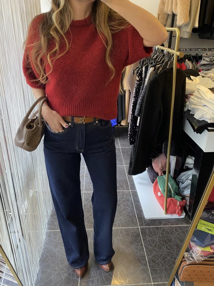 Kısa Kol Yumuşak Doku Bordo Kazak