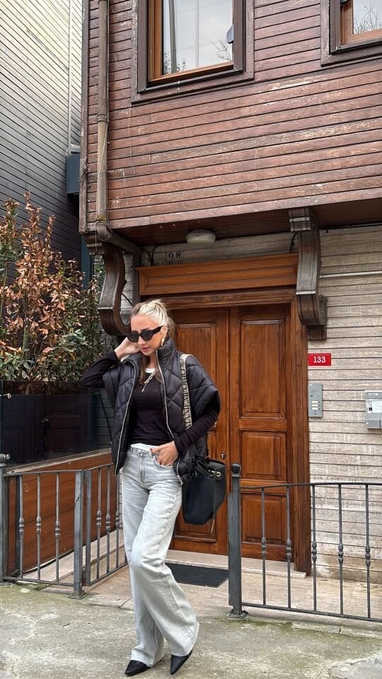 İthal Tasarım Yelek Siyah