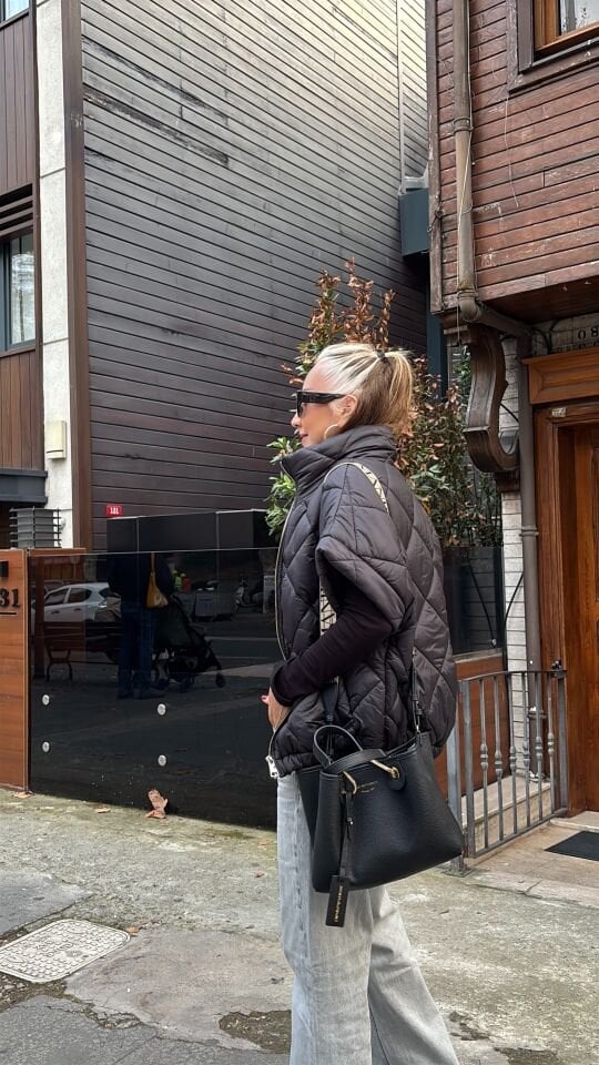 İthal Tasarım Yelek Siyah