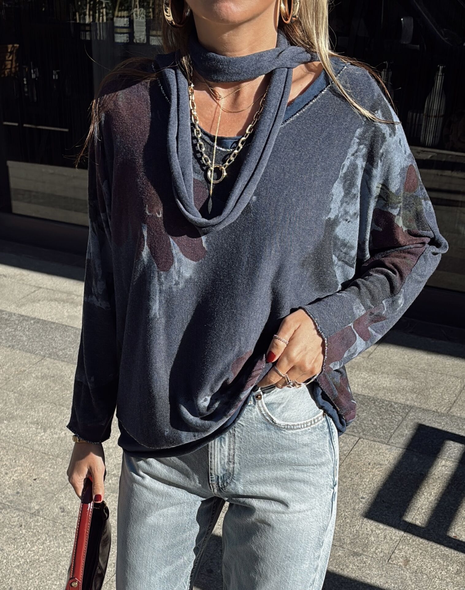 Tasarım Üç Parça İthal Bluz Lacivert