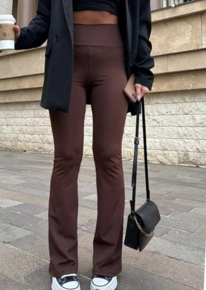 Toparlayıcı Sıkı Flare (ispanyol) Tayt Acı Kahve