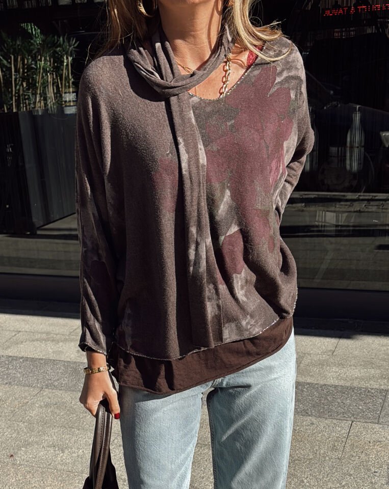 Tasarım Üç Parça İthal Bluz Lacivert(Kopya)