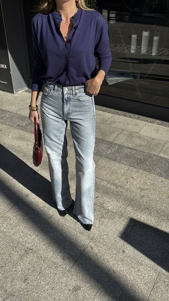 Yüksek Bel Wide Leg Açık Mavi Jean Pantolon