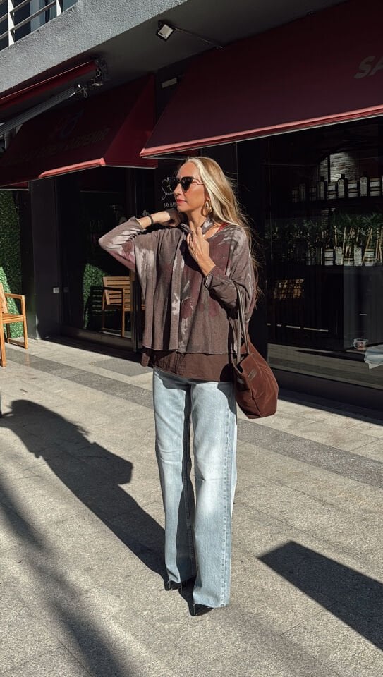 Yüksek Bel Wide Leg Açık Mavi Jean Pantolon