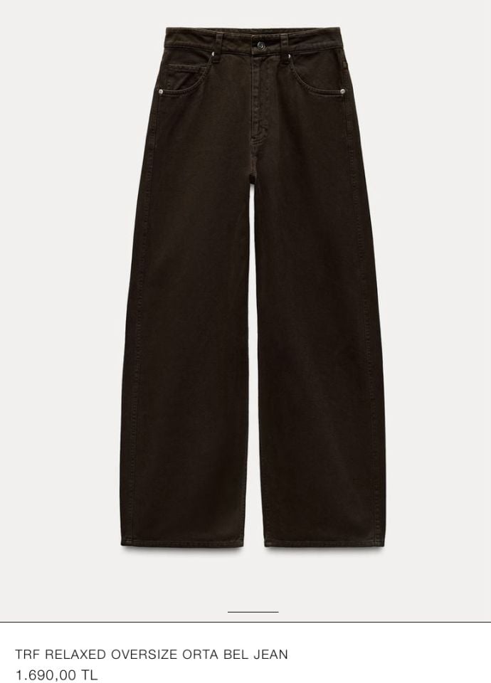 Relaxed Oversize Acı Kahve Jean Pantolon