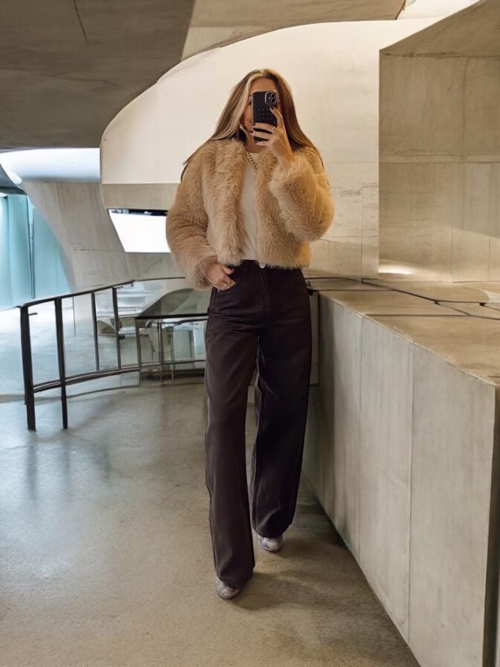 Relaxed Oversize Acı Kahve Jean Pantolon