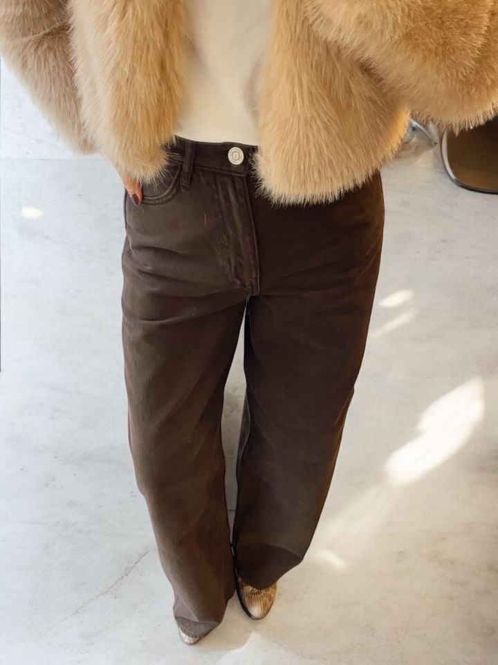 Relaxed Oversize Acı Kahve Jean Pantolon