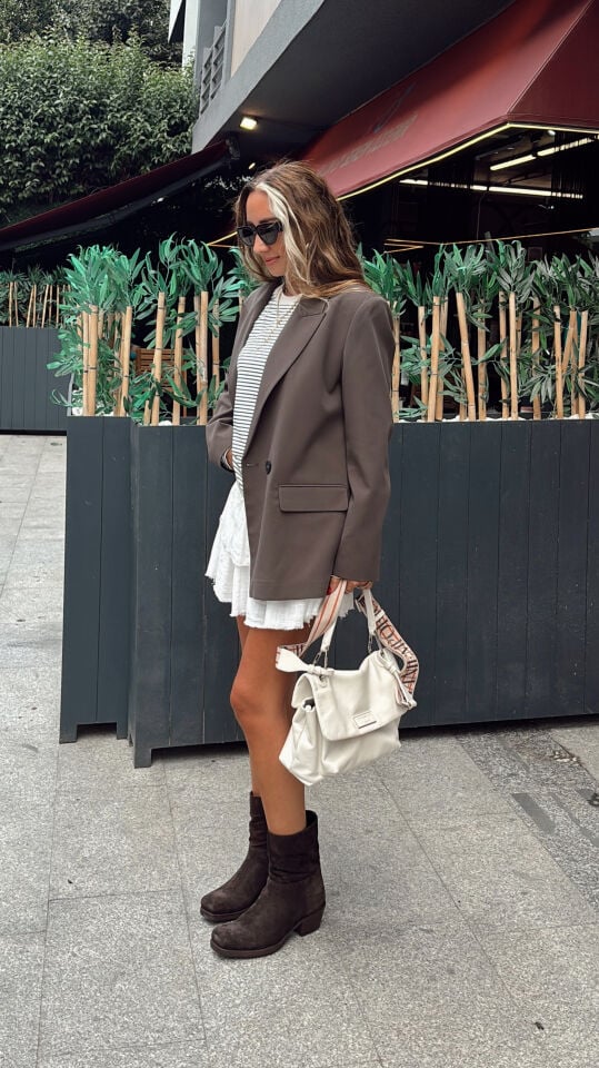 Premium Oversize Blazer Ceket Haki