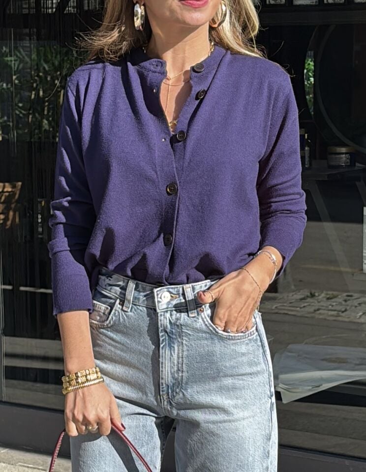 Kaşmir Dokulu Premium Hırka Lacivert