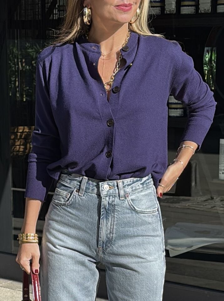 Kaşmir Dokulu Premium Hırka Lacivert