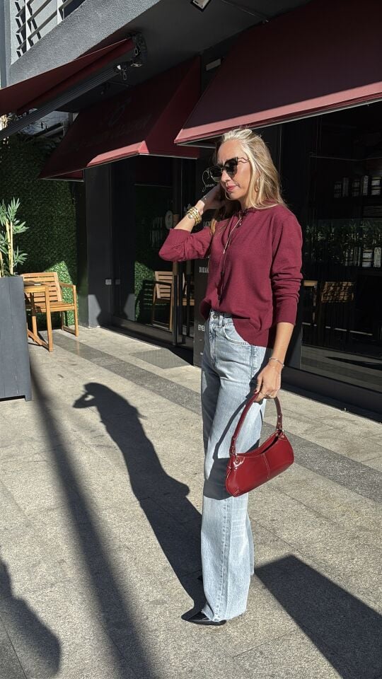 Kaşmir Dokulu Premium Hırka Bordo