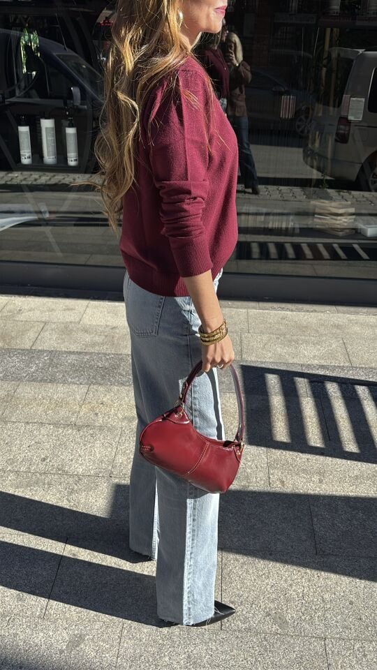 Kaşmir Dokulu Premium Hırka Bordo