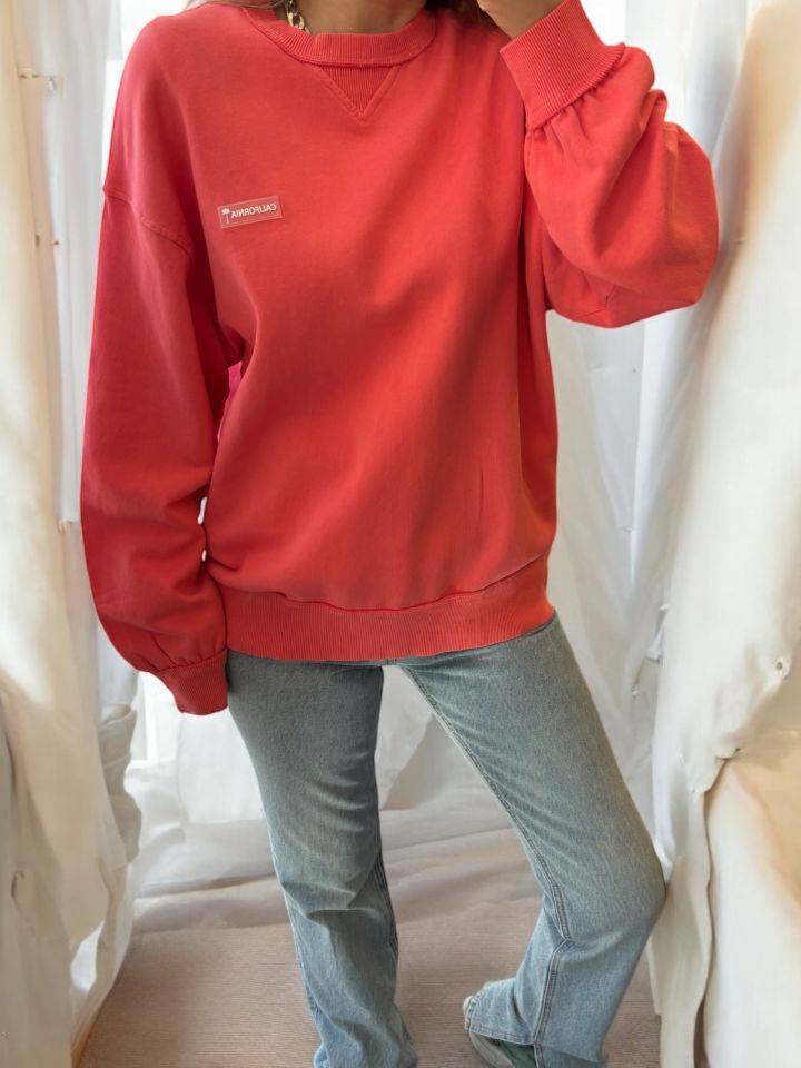 Bisiklet Yaka California Sweatshirt Pembe