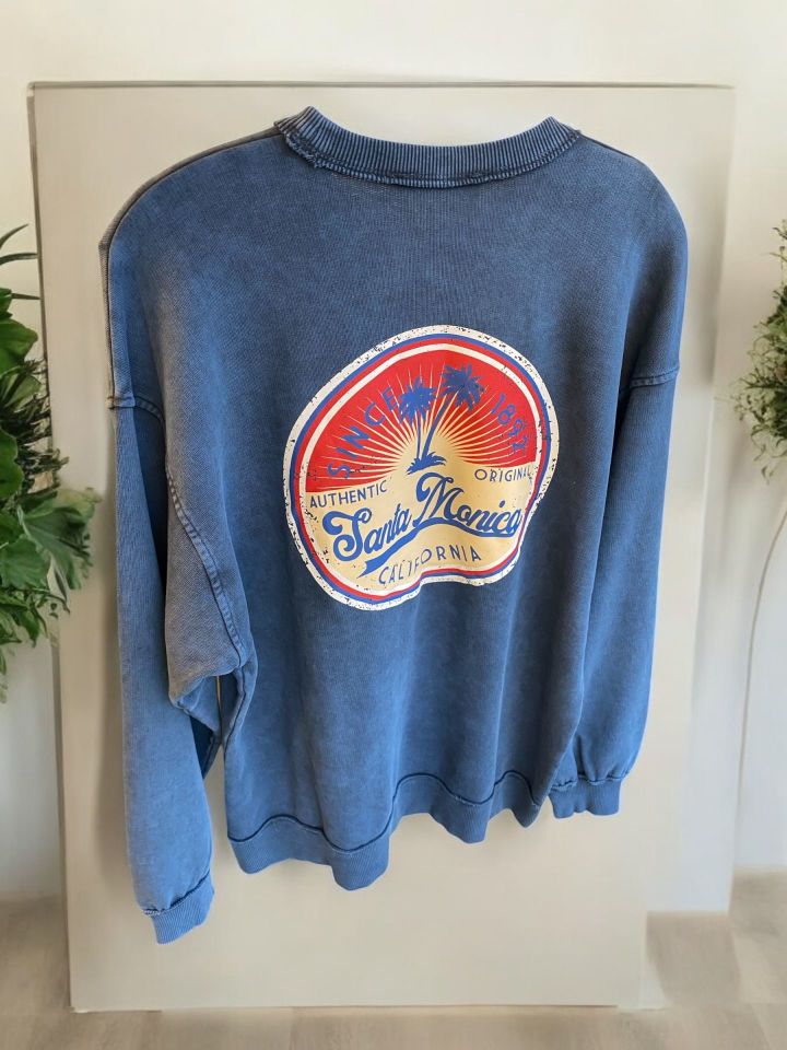 Bisiklet Yaka California Sweatshirt İndigo