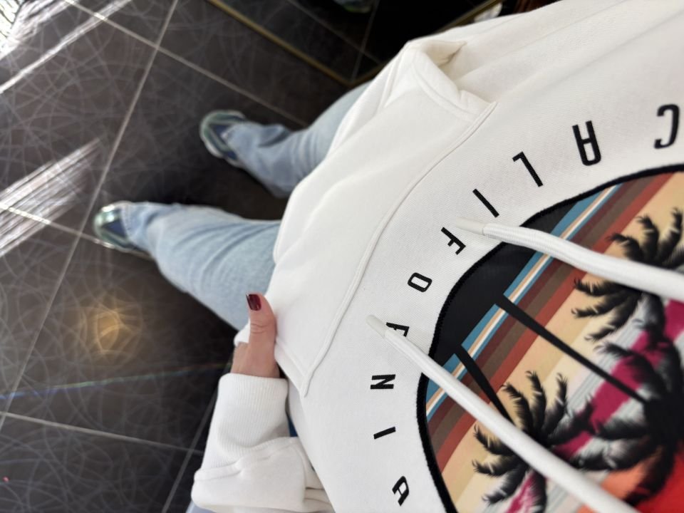 Kapüşonlu California Sweatshirt Ekru