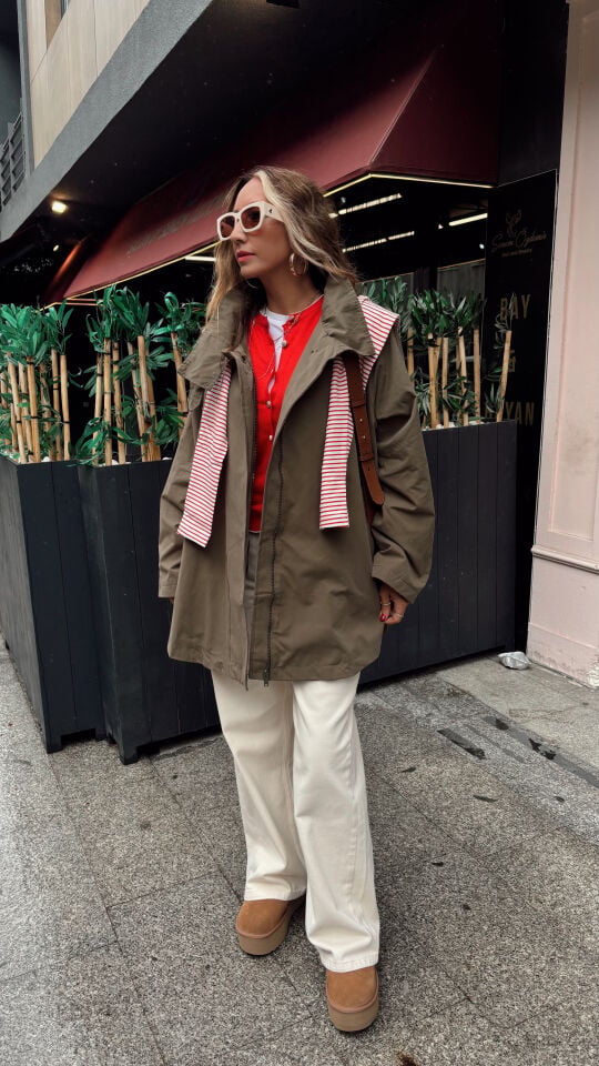 Premium Oversize Panço Trençkot Haki