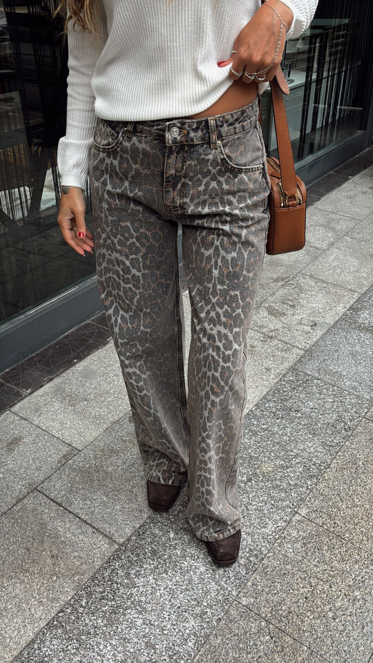 Leopar Desenli Jean Pantolon