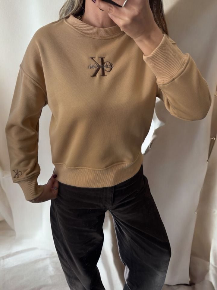 Bisiklet Yaka Sweatshirt Kahve