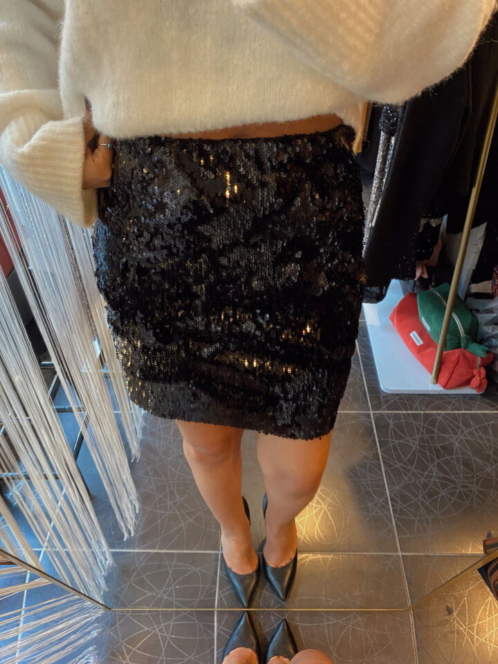 Premium Payetli Siyah Mini Etek
