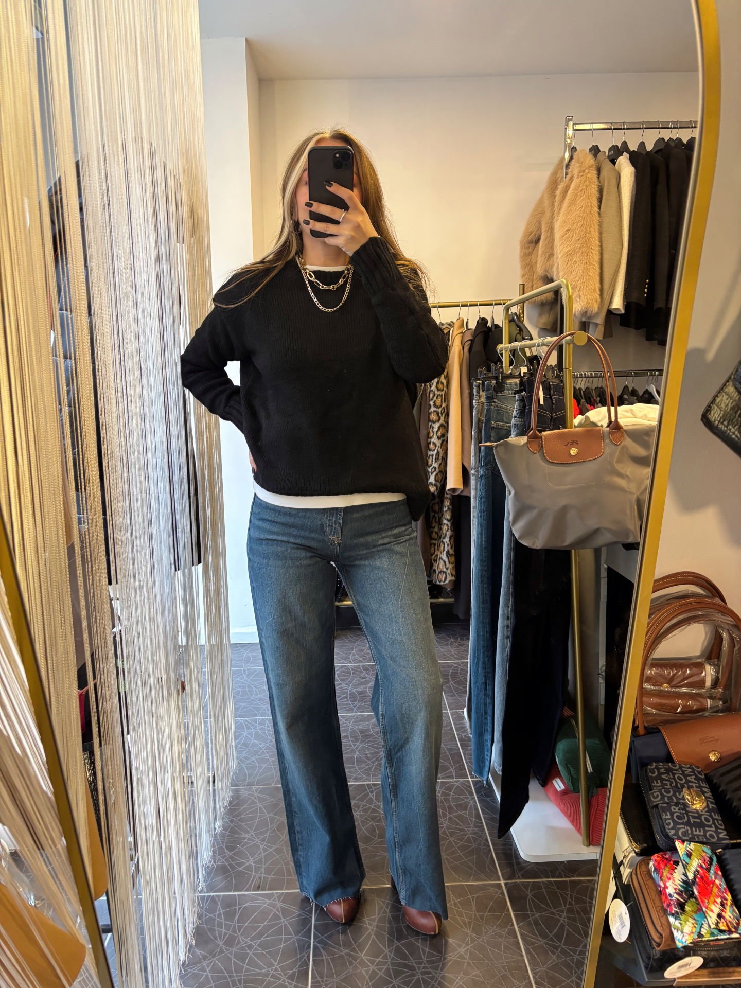 High Rise Wide Leg Yüksek Bel Jean Pantolon Koyu Mavi