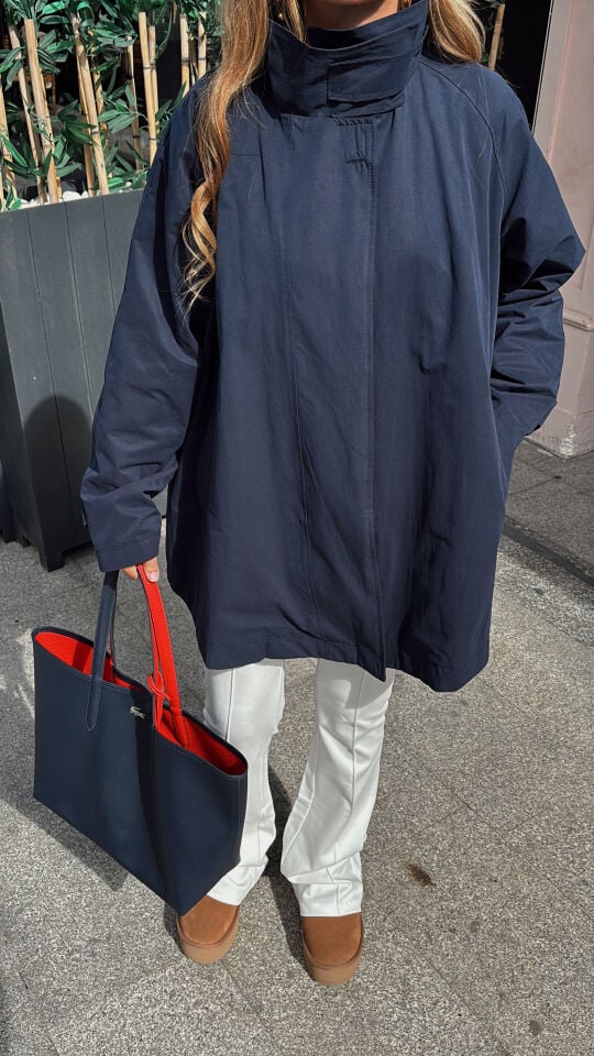 Premium Oversize Panço Trençkot Lacivert