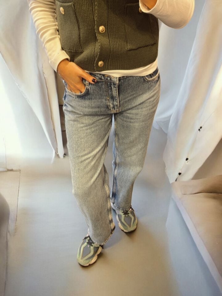 Orta Bel Relaxed  Mavi Jean Pantolon