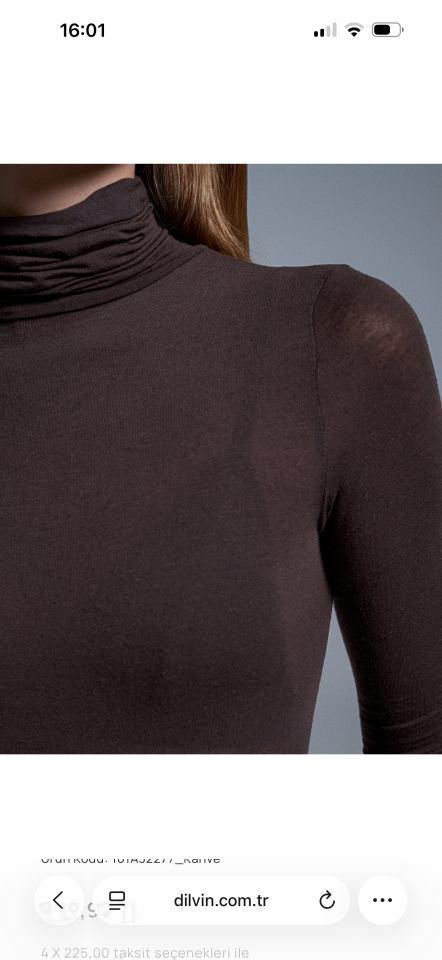 Modal Kaşmir Dokulu Transparan Balıkçı Bluz Kahve