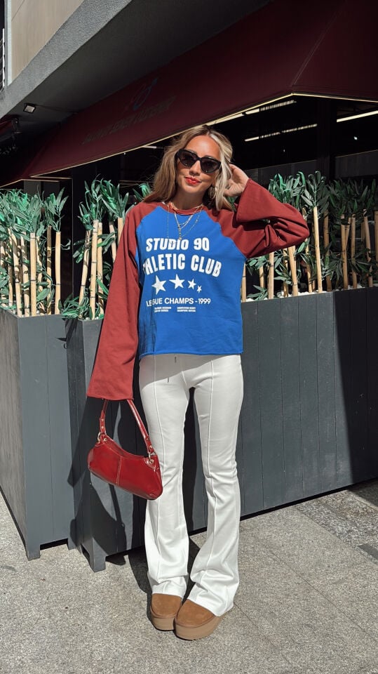 Orj. Marka Sweatshirt Bordo Mavi
