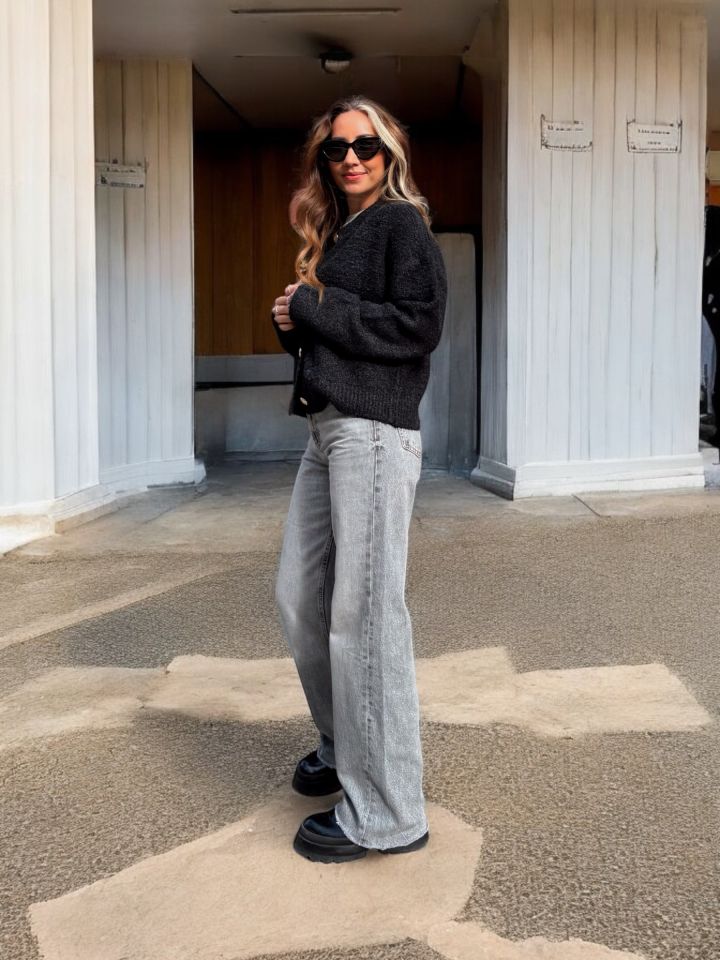 Dilvin Premium Gold Düğmeli Buklet Antrasit Hırka