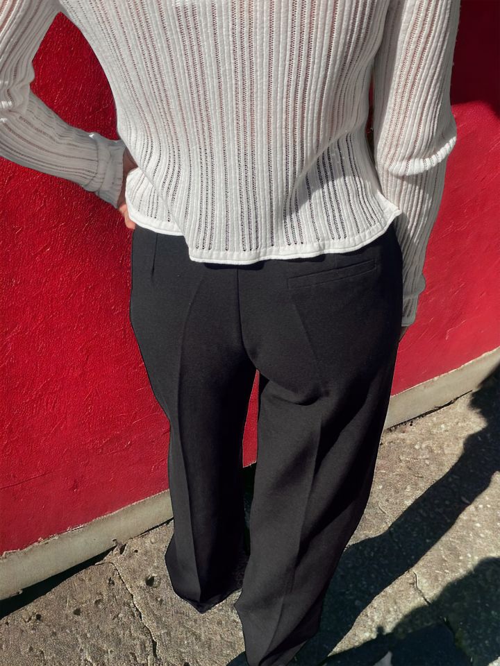 Premium Keten Palazzo Pantolon Siyah