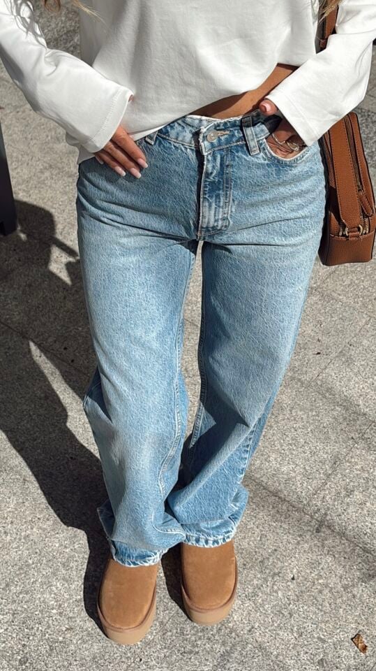 Orj. ZR Straight Fit Yüksek Bel Mavi Jean Pantolon