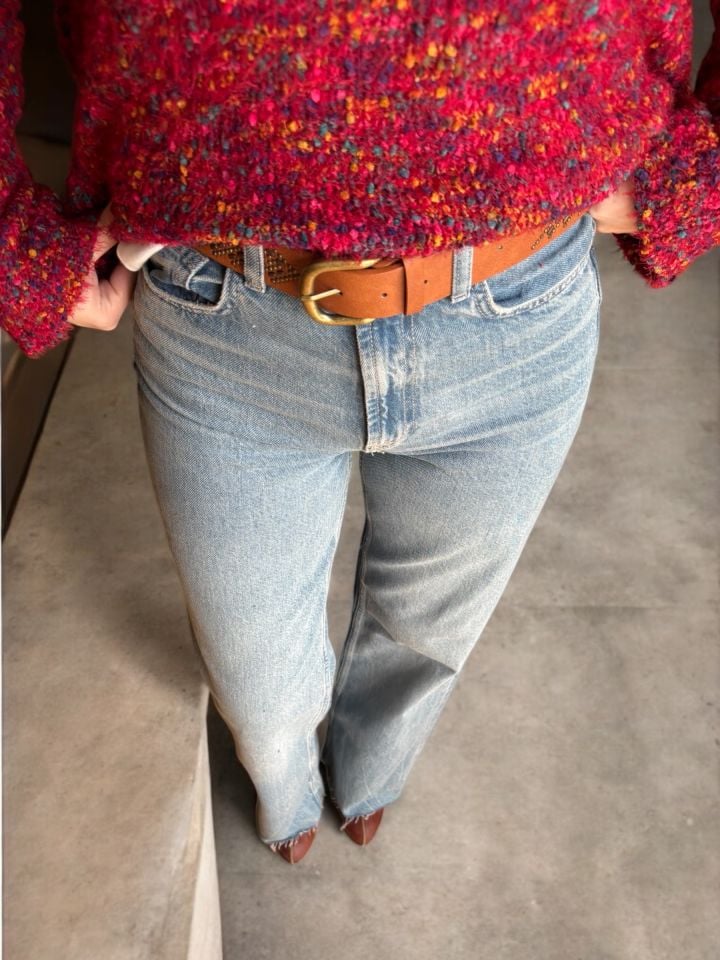 Yüksek Bel Wide Leg Açık Mavi Jean Pantolon