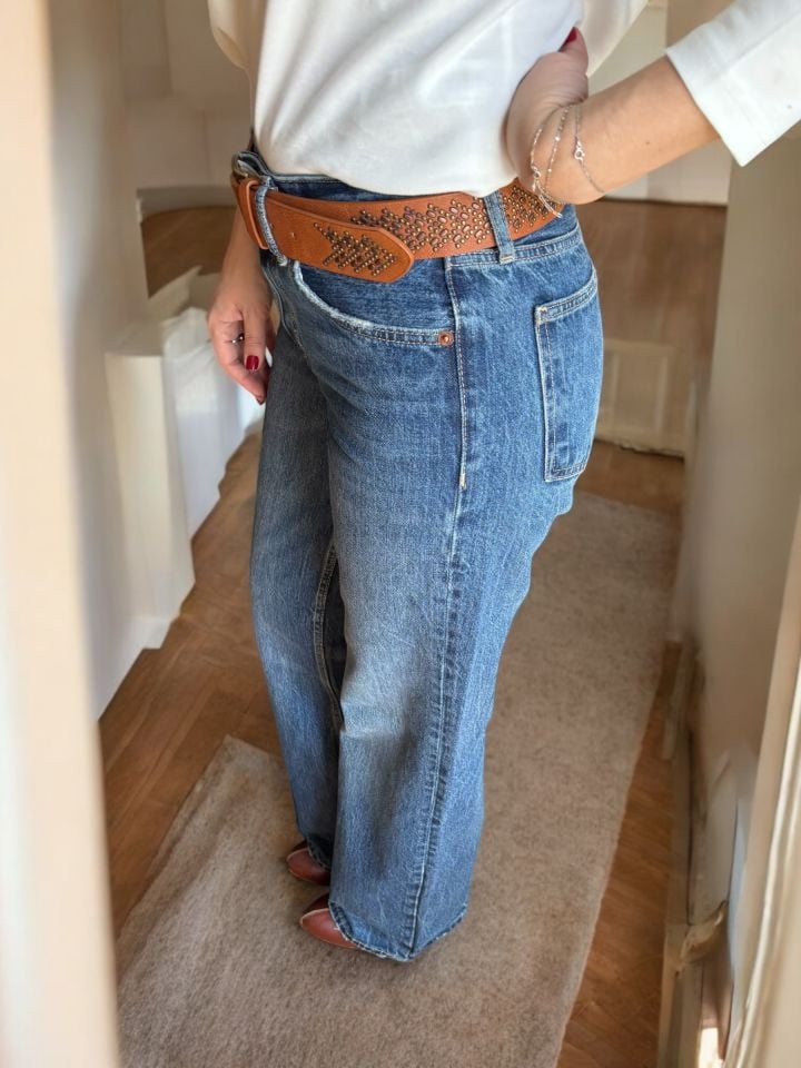 Wide Leg Jean Pantolon Mavi