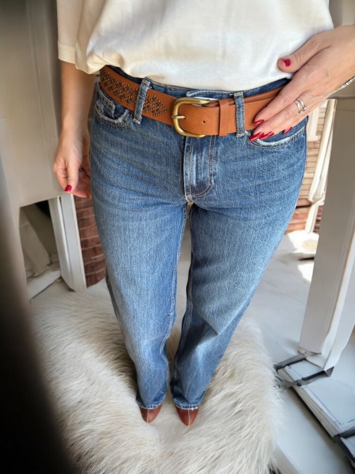 Wide Leg Jean Pantolon Mavi