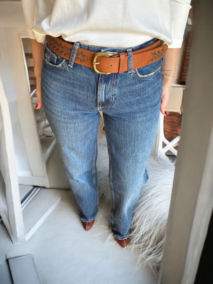 Wide Leg Jean Pantolon Mavi