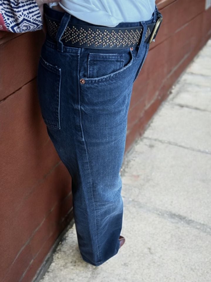 Wide Leg Jean Pantolon Gece Mavisi