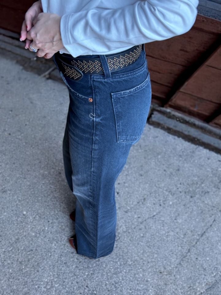 Wide Leg Jean Pantolon Gece Mavisi