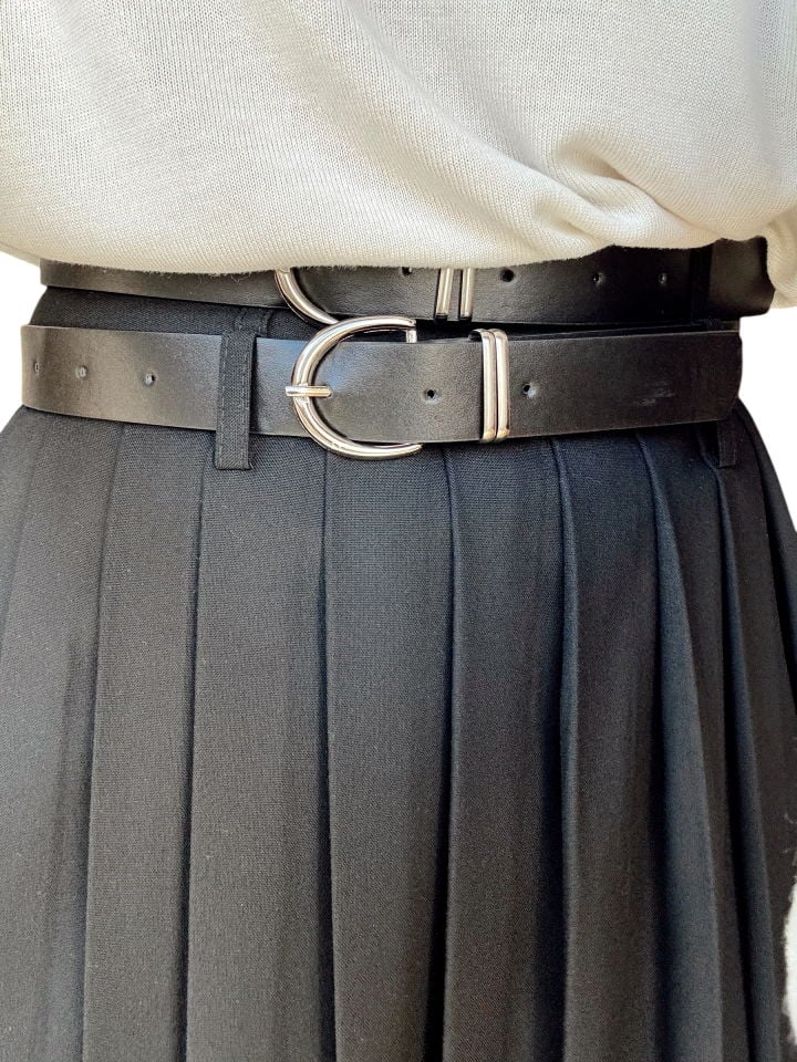 Premium Çift Kemerli Pileli Maxi Etek