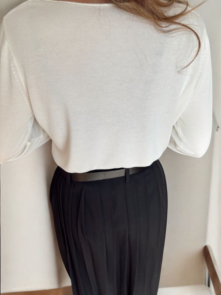 Premium Çift Kemerli Pileli Maxi Etek