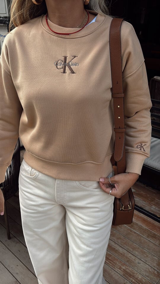 Bisiklet Yaka Sweatshirt Kahve